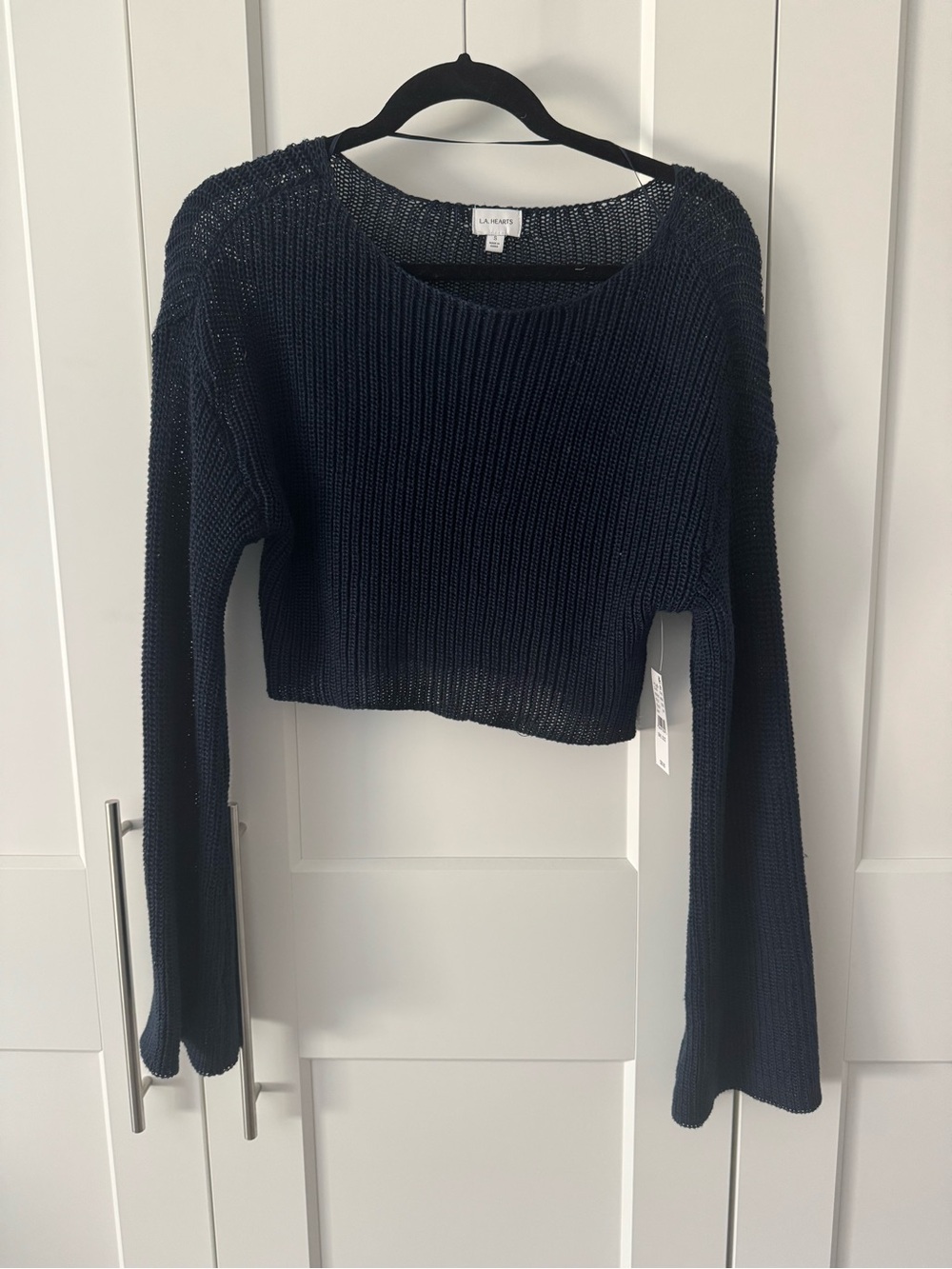 LA Hearts Navy Cropped Knit Sweater, Size Small, NWT